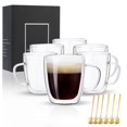 thumbnail image 1 of Set de 6 tazas de café de vidrio VENVENWEAVS de 400 ml, doble pared, 1 of 7