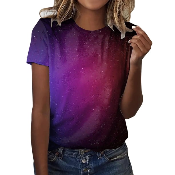 Gibobby Casual Playera de Manga Corta para Mujer Túnica holgada para mujer, camisetas informales verano, camiseta Floral manga corta con cuello redondo, blusa holga(O,G)