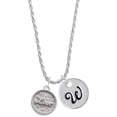 thumbnail image 1 of Delight Jewelry Silvertone Love - Round Seal Silvertone Script Initial Disc - W - Charm Necklace, 20"+3", 1 of 4