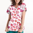 thumbnail image 1 of TIMIFIS Hauts de Sarrau d'Infirmière pour Femmes, Saint-Valentin, Uniforme de Travail, Manches Courtes, Col en V, Blouse T-shirt de Tenue de Travail avec Poches, Imprimé, 1 of 5