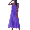 thumbnail image 2 of Fnooota Womens Maxi Dresses, Sleeveless Square Neck Print Suspenders Summer Dress Purple Size M, 2 of 6
