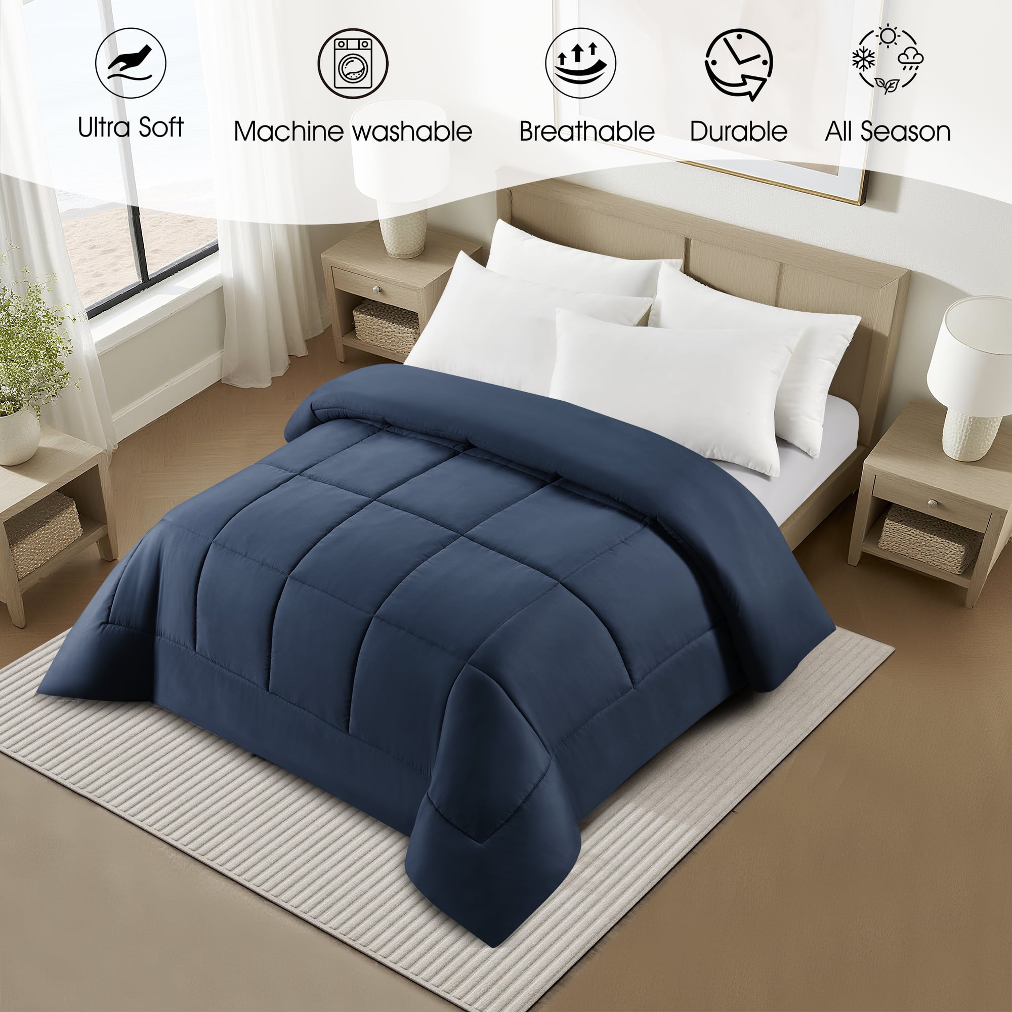 Swift Home Basic Down Alternative Comforter, All Season Hypoallergenic Cozy Comforter, Queen