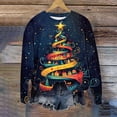 thumbnail image 4 of Christmas Holiday Tops Womens Crewneck Pullover Graphic Sweatshirt Printed Long Sleeve Plus Size Festive Clothes (XL, Navy 01), 4 of 6