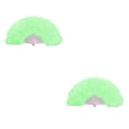 thumbnail image 3 of Naiovety Decoración de abanico de plumas Adorno de fiesta plegable Abanicos decorativos Regalo elegante Accesorio de actuación de baile Verde Verde 2Conjunto, 3 of 6