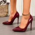 thumbnail image 2 of Stylago Women's Closed Pointed Toe High Heels Dress Wedding Pumps Shoes Leather Trendy Stiletto for Ladies Work Business Size 8.5 Red, 2 of 7