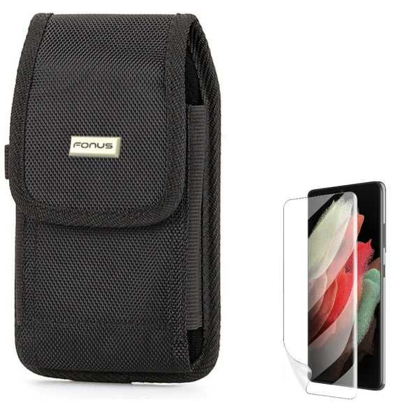Case Belt Clip w Matte Screen Protector for Samsung Galaxy S22 Plus Phone - Rugged Holster Canvas Cover, TPU Film Anti-Glare Anti-Fingerprint Fingerprint Works Accessory Bundle