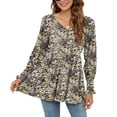 thumbnail image 2 of Camisas Para Mujer de Gran Tamaño de Moda Otoño Invierno Blusa Con Cuello en V Estampado Puff Manga Larga Camiseta Tops Odeerbi ODB133224, 2 of 6