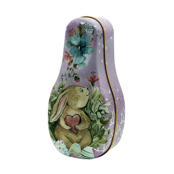 Aooww Easter Bunny Shaped Tin Gift Box with Chocolate Candy for Family Celebrations and Children's Presents,Purple