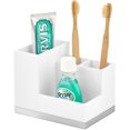 thumbnail image 4 of Plated Toothbrush and Toothpaste Holder - Storage Organizer Stand with 4 Compartments for Bathroom Countertop - Holders for Electric Toothbrush, Toothpaste - Hyde Collection - White/Chrome, 4 of 12