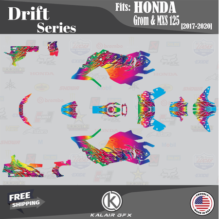 Kalair GFX Graphics Kit for Honda Grom MSX125 (2017-2020) Drift Series Kalair GFX Graphics Kit for Honda Grom MSX125 (2017-2020) Drift Series