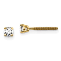 True Origin 14K 1/5 carat Lab Grown Diamond VS/SI D E F 4-Prong 3mm Solitaire Screw Back Post Stud Earrings 14k Yellow Gold Earrings