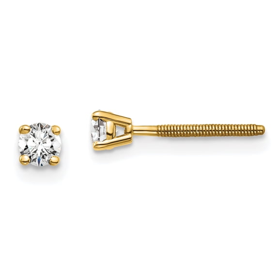 True Origin 14K 1/5 carat Lab Grown Diamond VS/SI D E F 4-Prong 3mm Solitaire Screw Back Post Stud Earrings 14k Yellow Gold Earrings
