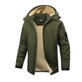 thumbnail image 4 of Huowey Mens Coat Winter Warm Thick Fuzyy Wool Thermal Lined Solid Color Full Zip Hooded Jacket Soft Comfy Outdoor Casual Comfortable Athletic Outwear,Army Green,M, 4 of 5