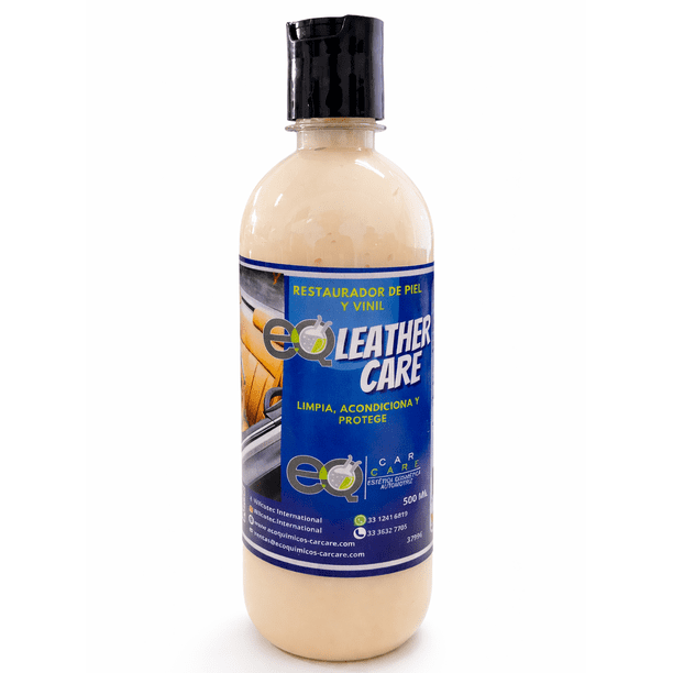 EQ Leather Care Restaurador de Piel, Cuero, Vinil y Plástico 500 ml | Limpiador y Acondicionador con Protección UV Automotriz