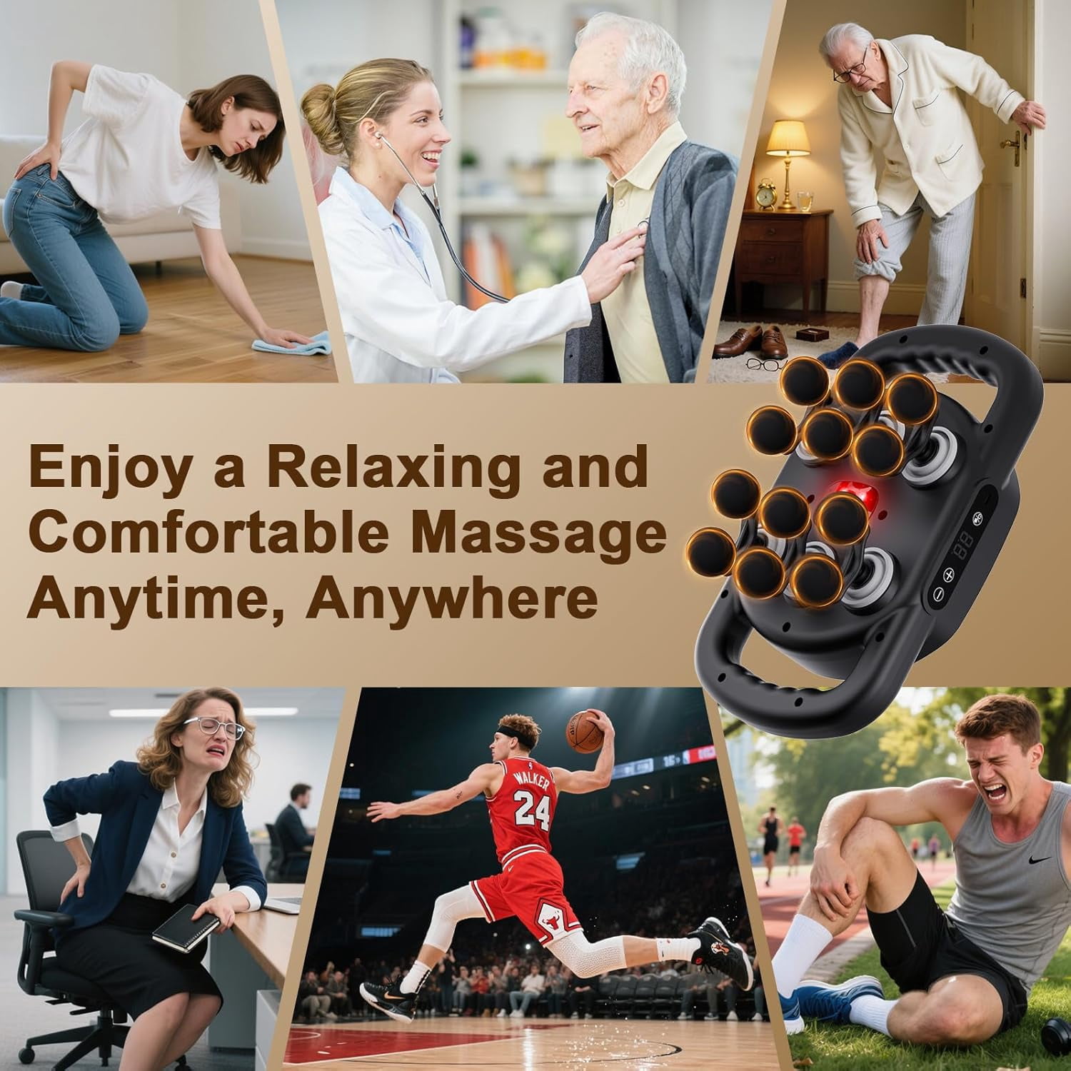 12 Head Massage Gun Deep Tissue with 9 Levels & 9 Modes Electric Percussion Massager for Full Body Muscle Pain Relief