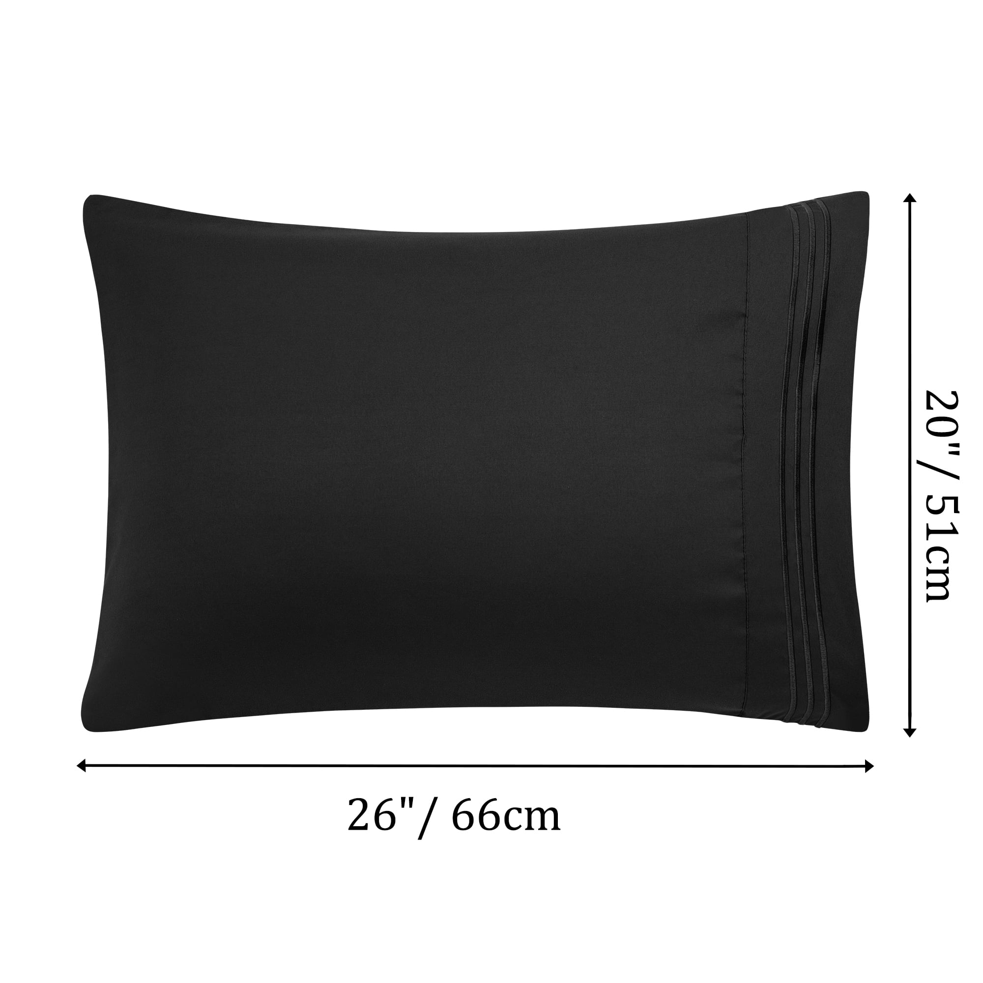 Unique Bargains Polyester Soft Pillowcases 2 Pcs Envelop 20"x26" Black