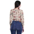 thumbnail image 3 of Moomaya Printed Crop Tops For Women Long Sleeve Elastic Hem Round Neck T Shirt, 3 of 5