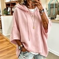 thumbnail image 2 of Women's Oversized 3/4 Sleeve Sweatshirt, Loose Fit Drawstring Shirt, Lightweight Casual Fall Outwear, 2 of 6