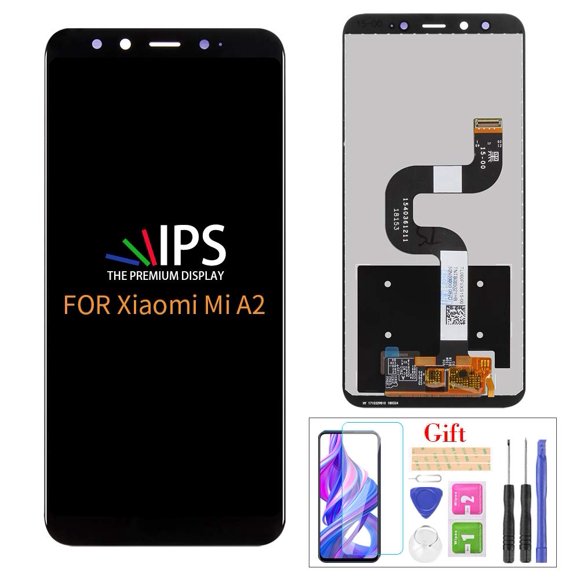 Compatible avec Xiaomi Mi A2 Écran LCD de Remplacement, pour Xiaomi Mi A2 MIA2 6X MI6X 5.99 Pouces Panneau LCD Kit de Réparation, avec Verre Trempé+outils (Noir Sans Ferme)