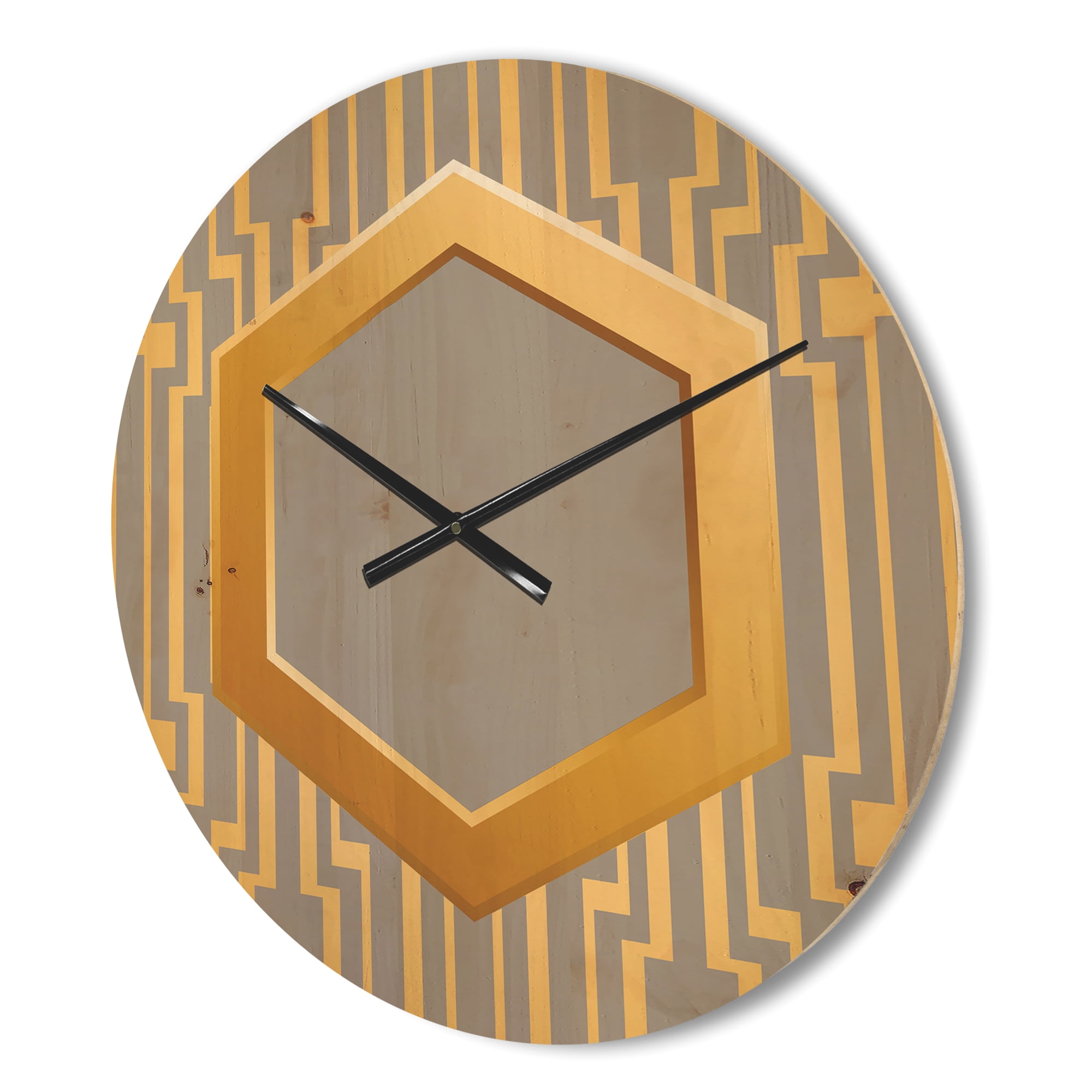 Designart 'Traditional Gold and Grey design ' Shabby Chic Wood Wall Clock