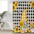 thumbnail image 4 of Yellow Sunflower Gnome Shower Curtain Black White Buffalo Check Shower Curtains for Bathroom Curtain Sets with Hooks Waterproof Fabric Bath Curtain Extra Long 84" x 72", 4 of 6