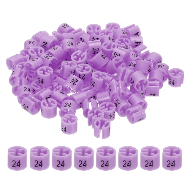 Marqueurs pour Cintres Numéro 24 Étiquettes Taille de Cintre Clips Ronds Étiquette de Codage Couleur, Violet Rose 100 Pcs