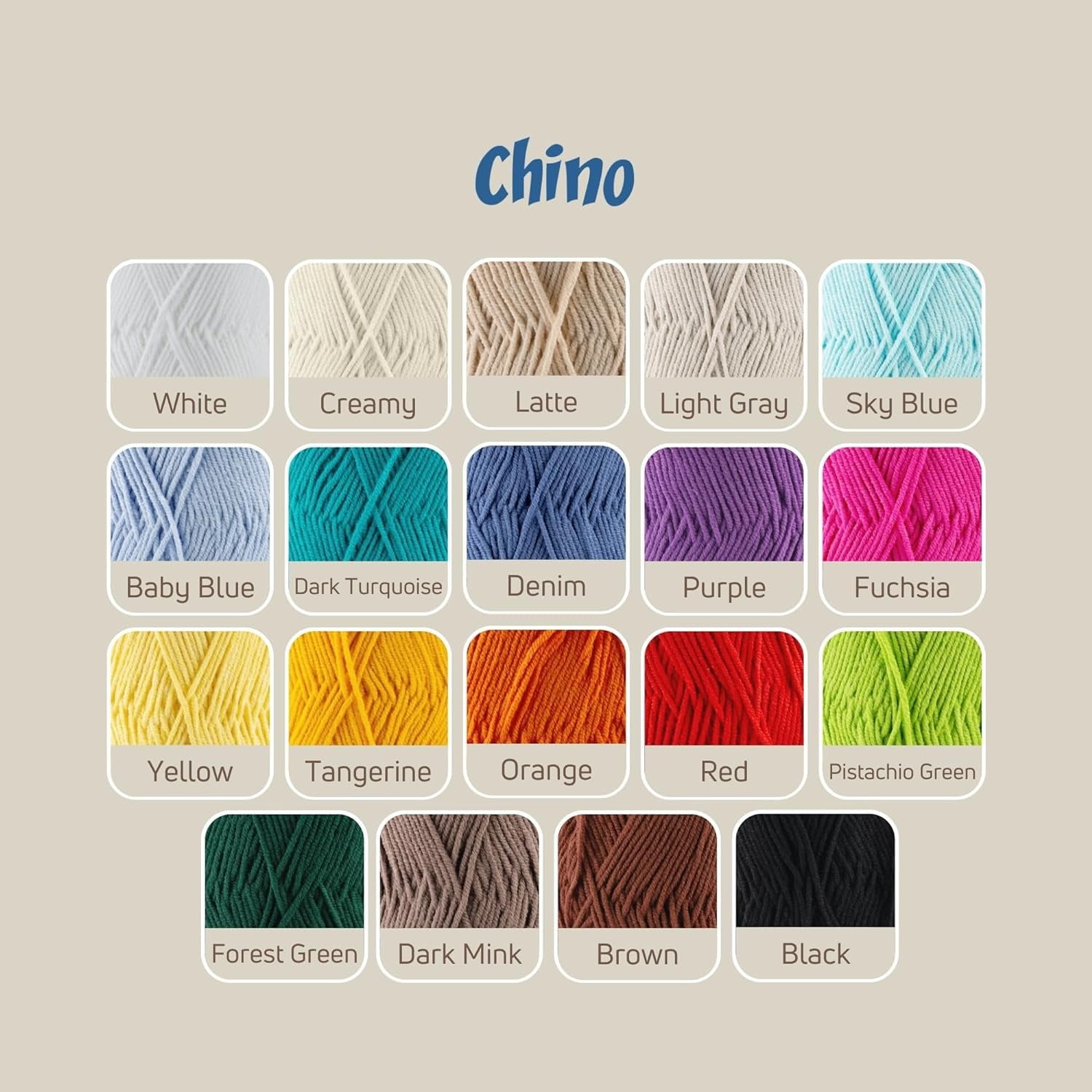 3 Skeins of Sensy Chino Soft Cotton Yarn, Soft Baby Cotton Yarn, Amigurumi Yarn, 3.5 oz, 360 Yards, Gauge 2 Fine (Brown)