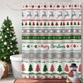 thumbnail image 4 of Merry Christmas Tree Snowflakes Elk Shower Curtain for Bathroom, Green Red Stripes Waterproof Shower Curtains Washable Quick Dry with Hooks Bathtub Curtains 60x72IN, 4 of 9