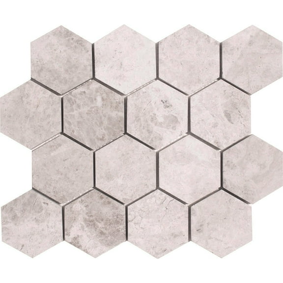 3'' Hexagon Silver Shadow Honed Marble Mosaic Tile