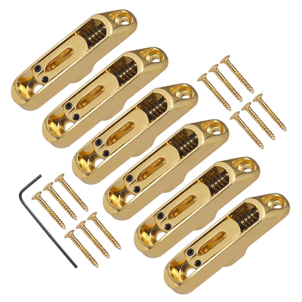 Dualoai Electric Bass Guitar 6 String Bridge Saddle Tailpiece Screws Hex Wrench Gold