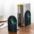 thumbnail image 5 of KLL Green Lightning Flash Print Wood Book Ends for Shelves,1 Pair Wood Bookends Book Holder Stand Decorative, Book Stoppers for Heavy Duty Books CD File Video Games, 5 of 8