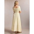thumbnail image 3 of Yellow Womens Square Neck Puff Sleeve Maxi Dress With Tie Straps, 3 of 7