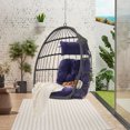 thumbnail image 4 of Egg Swing Chair,Hanging Egg Chair Outdoor - Rattan Wicker Patio Hanging Basket Chair,Hammock Chair with Aluminum Steel Frame and UV Resistant Cushion for Indoor Bedroom Balcony,Blue, 4 of 9