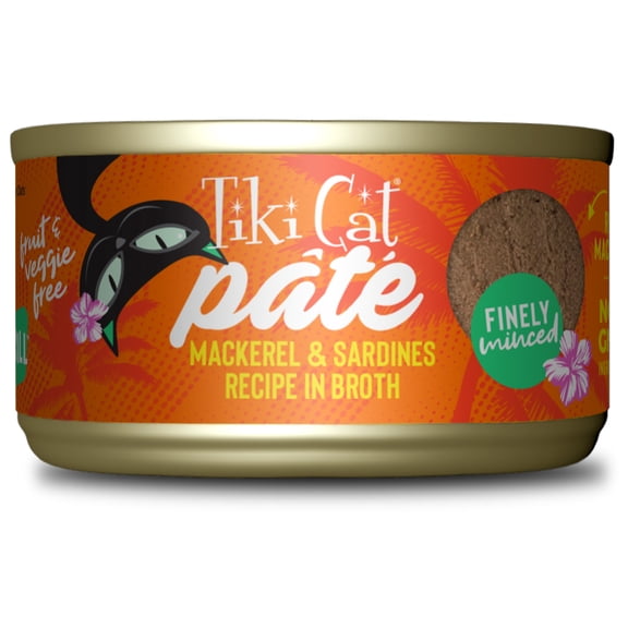 Tiki Cat Grill Pate Wet Cat Food, Mackerel & Sardines, 2.8 oz. Can