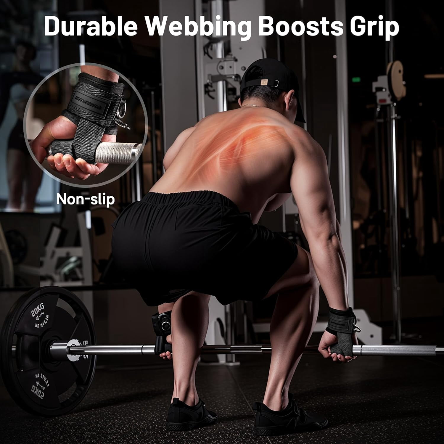 MANUEKLEAR Non-Slip Wrist Straps for Weightlifting Deadlifting, Gym Lifting Straps with D Rings for Cable Machine Workout, 10mm Neoprene Padded Weight lifting Wrist Wraps for Men Women