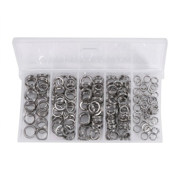 YLSHRF Fishing Split Rings,200PCS 5Sizes Heavy Duty Stainless Steel Split Rings Solid Lures