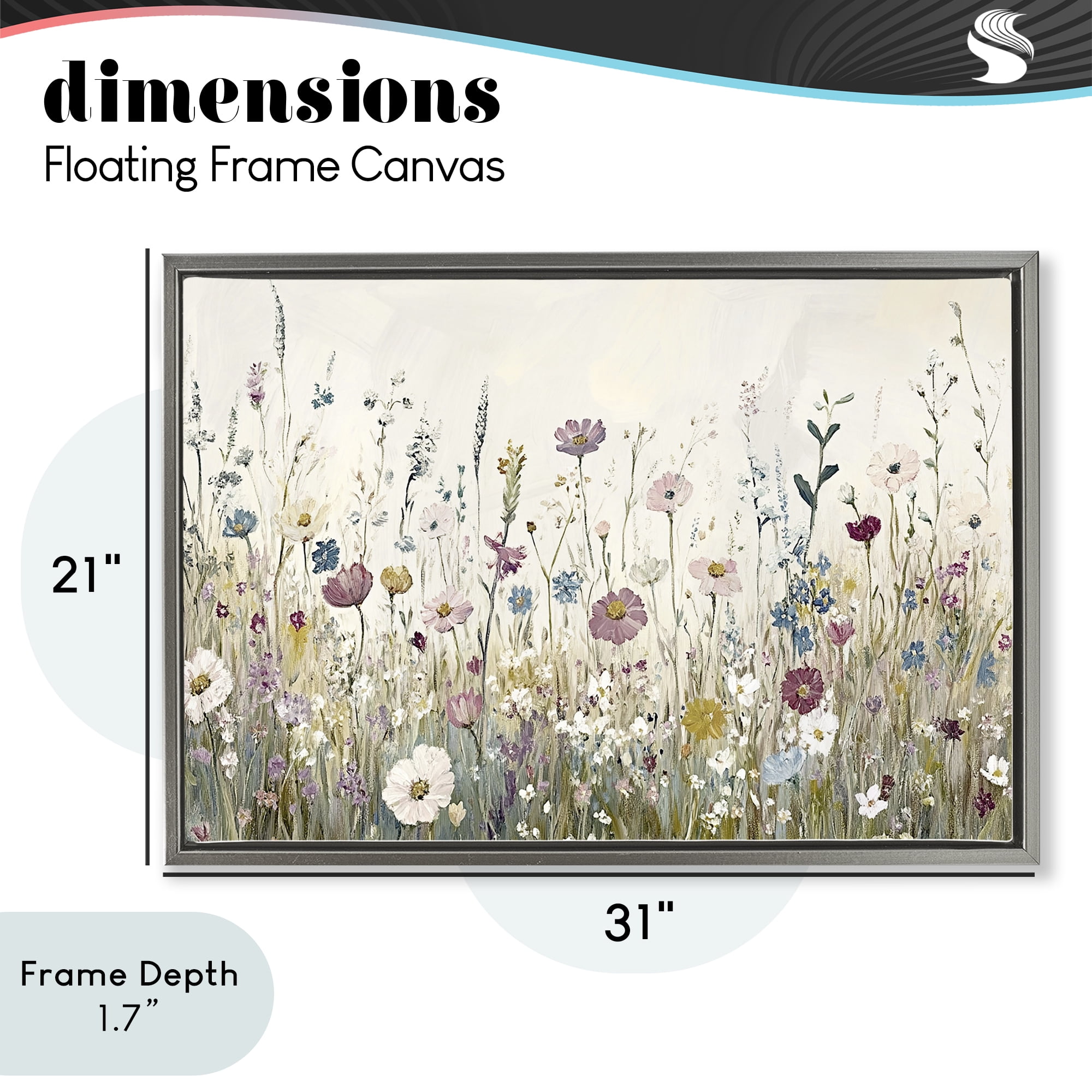 Stupell Industries Spring Blooms Pastoral Meadow Gray Framed Floater Canvas Wall Art, design by Kim Allen