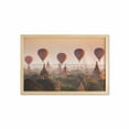 thumbnail image 1 of East Wall Art with Frame, Hot Air Balloon over Plain of Bagan Misty Morning Myanmar Famous Heritage, Printed Fabric Poster for Bathroom Living Room, 35" x 23", Peach Orange Cinnamon, by Ambesonne, 1 of 2