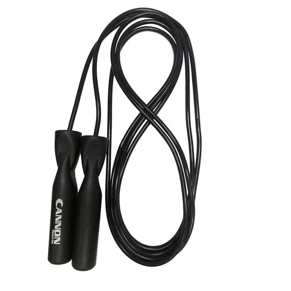 Cannon Sports Speed Jump Rope – Ball Bearing Fitness Jump Rope with 0.25" PVC Cord – Ergonomic Handles for Athletes, Cardio, Boxing, Cross Training & Gym (Black, 10-feet)