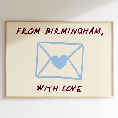 Birmingham Art Print: From Birmingham With Love Minimalist Uk City Poster UNFRAMED PAPER POSTER, Home Decor, Vintage Gift, Living Room Dercor