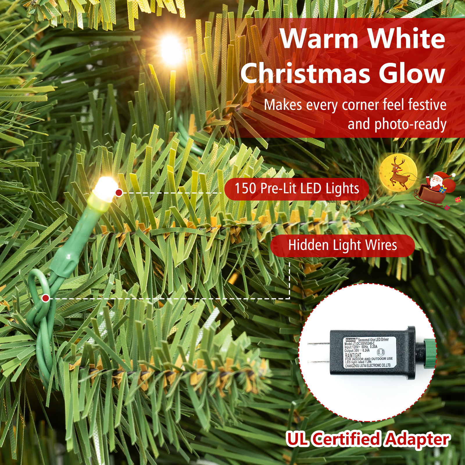 Costway 4.5ft Pre-Lit Pencil Christmas Tree with LED Lights photo 7