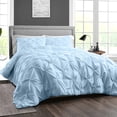 thumbnail image 2 of SGI Bedding Oversized King Size Duvet Covers Egyptian Cotton 1000 TC 3 Piece Set Light Blue Pinch, 2 of 8