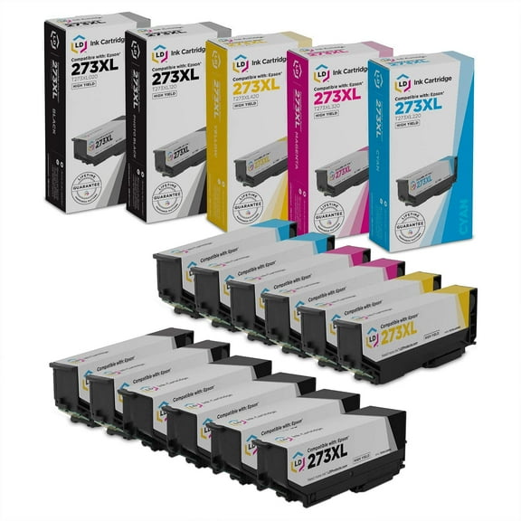 LD Products Compatible Replacement for Epson 273XL Set of 12 HY Ink Cartridges 4BK, 2C, 2M, 2Y, 2PBK