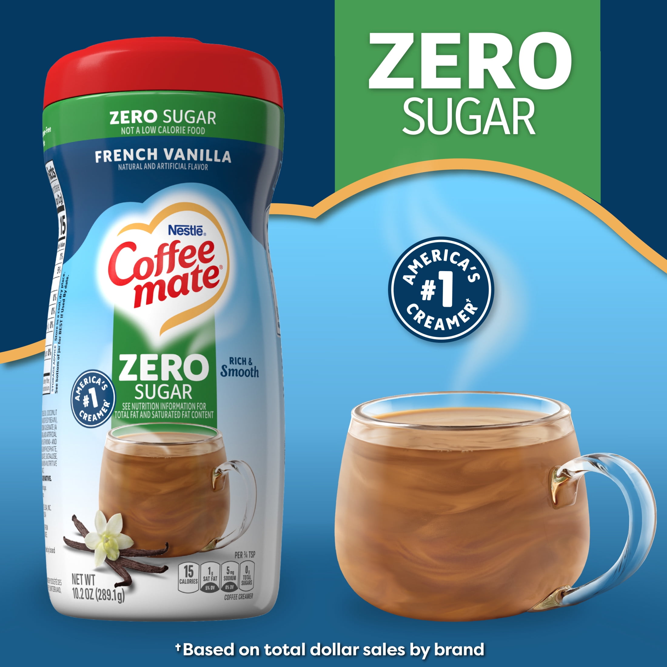 Coffee mate French Vanilla Zero Sugar Powder Coffee Creamer, 10.2 oz