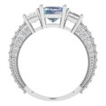 thumbnail image 4 of 3.61 ctw 3 Stone Anniversary Ring for Women | Emerald Cut Blue Moissanite | Hyperallergenic Solid 14K White Gold, 4 of 5