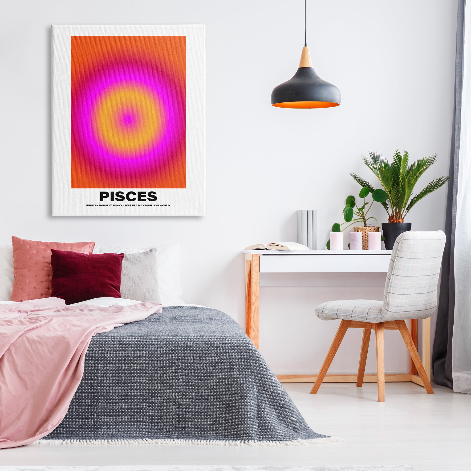 Stupell Industries Funny Pisces Astrology Abstract Painting Gallery Wrapped Canvas Art Print Wall Art, 36 x 48
