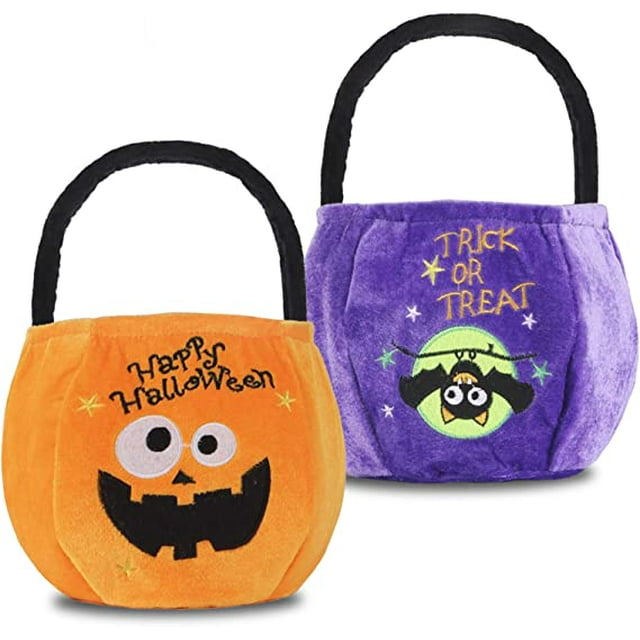 Jinsinto 2 Pcs Sacs à Friandises pour Enfants, Grands Sacs Réutilisables en Toile pour Fête d'Halloween