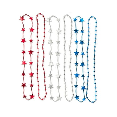 Patriotic Star Necklaces, Red/Silver/Blue, 6 Pieces, by Way To Celebrate