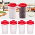thumbnail image 2 of MOPOOR 3 PCS Salt and Pepper Shakers Moisture Proof,Small Mini Salt Shaker to go Camping Picnic Outdoors Kitchen Lunch Boxes Travel Spice Set Clear with Red Covers Plastic Airtight Dispenser, 2 of 9