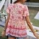 thumbnail image 4 of Blusa con estampado floral y cuello en V, blusa con estampado floral para mujer, blusa con cuello en V y estampado floral para mujer, blusa con cuello en V de verano, rendimiento finamente ajustado, 4 of 6